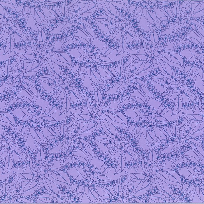 ハワイアンファブリック 紫 ハイビスカス プルメリア レイ fab-2892PP 【4yまでメール便可】