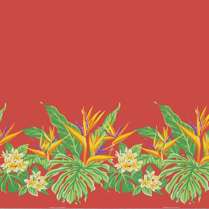 ハワイアンファブリック 赤 バードオブパラダイス プルメリア fab-2910RD 【4yまでメール便可】