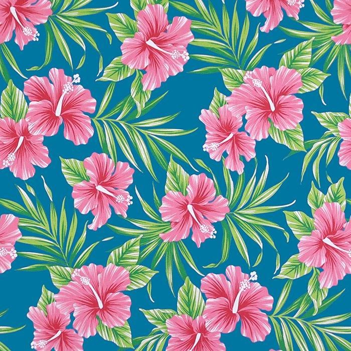 ハワイアンファブリック ヒスイ色 ハイビスカス fab-2906JDRD 【4yまで