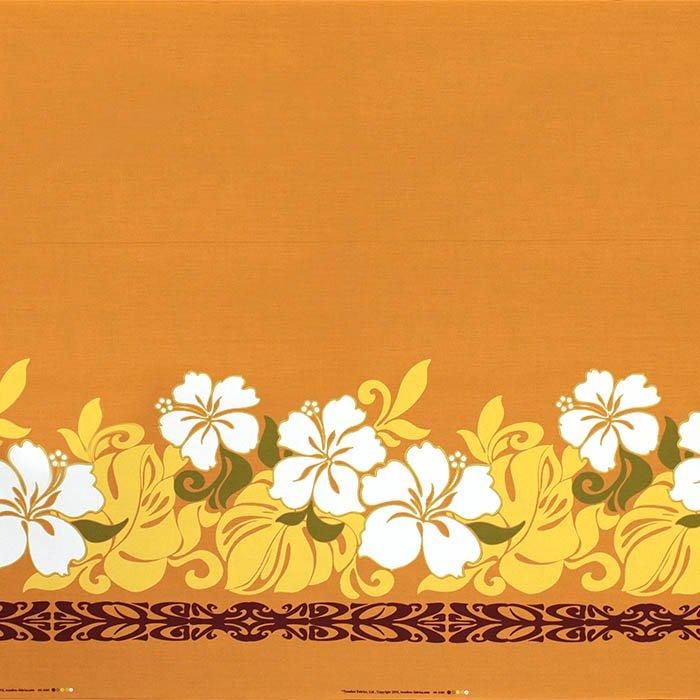 アウトレット】ハワイアンファブリック オレンジ ハイビスカス大柄