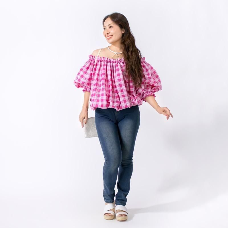 カラーマッチ】色が選べる 2wayブラウス パラカ柄 fswr-25204bl