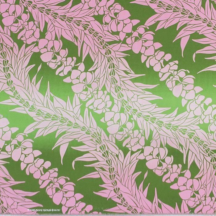 ハワイアンファブリック 緑 レイ・グラデーション柄 fab-2957GN