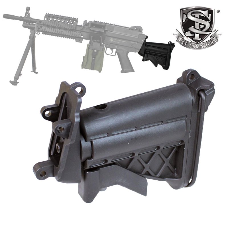 S&T】M249/Mk46スポーツライン用 テレスコピックストック - ミリタリーギアBLACKBURN