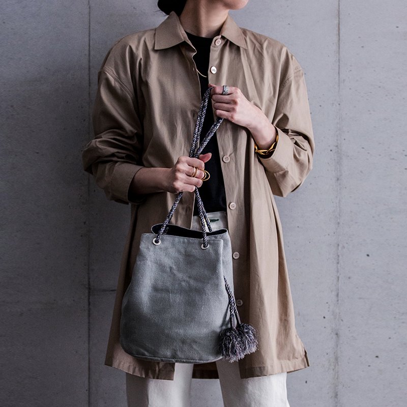 Siena Drawstring Bag - gray - リネンアンドデコール | LINEN & DECOR