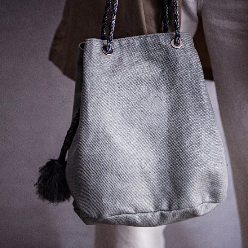 Siena Drawstring Bag - gray - リネンアンドデコール | LINEN & DECOR