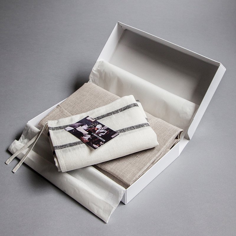 【gift】Stockholm Apron - Natural & Geneva Kitchen Towel Square Set