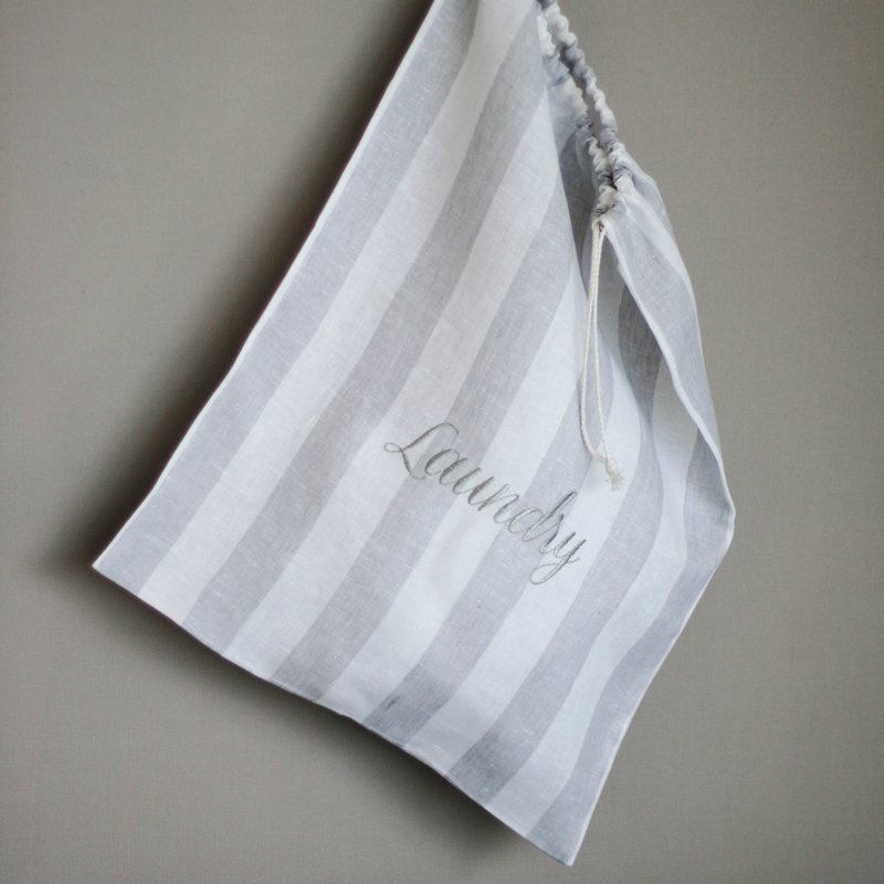 Limoges Laundry Bag - WhiteｘIce Gray