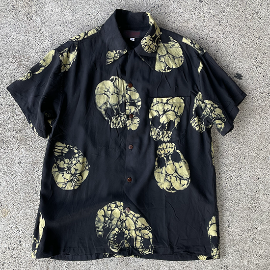 3月3日発売KRAKEN(クラーケン）猫髑髏 ろうけつ染  Batik Shirt black