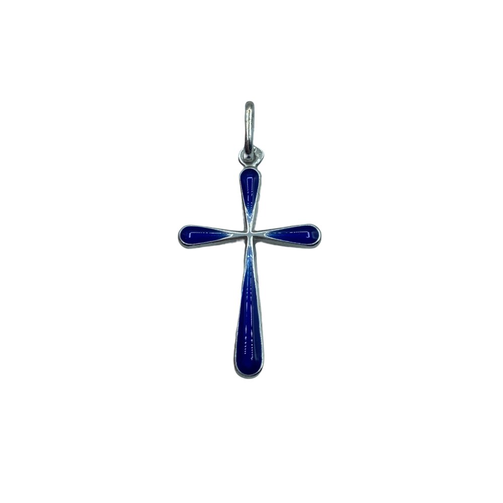 シルバー 十字架ペンダント Bleu 25mm