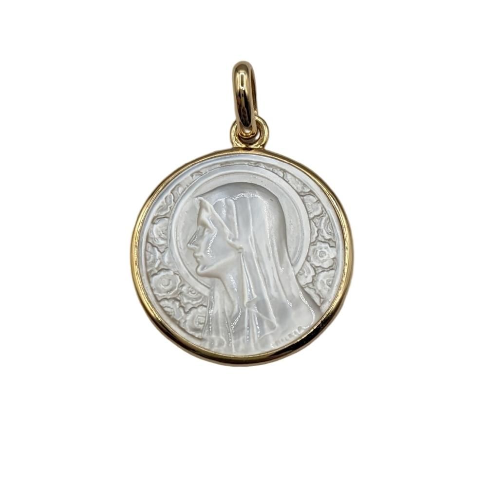 碧海の剣聖マーマリアン　一枚300円 K18 マザーオブパール 御メダイ（バラの聖母) 18mm - 御メダイの