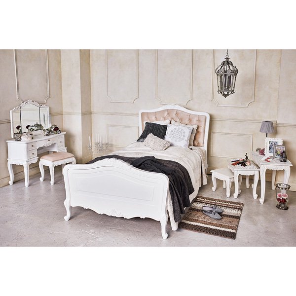 【セール！】【Violetta】キュートな姫家具♪セミダブルベッド・ホワイト（W128×D209×H124cm） 