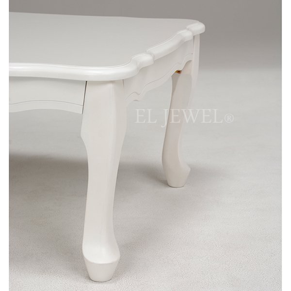 【セール！】【Feminine Wood Furniture】フェミニンな白家具♪折れ脚テーブル・ホワイト（W100×D60×H33.5cm） -  オシャレな輸入インテリア雑貨・輸入家具専門店EL JEWELインテリア