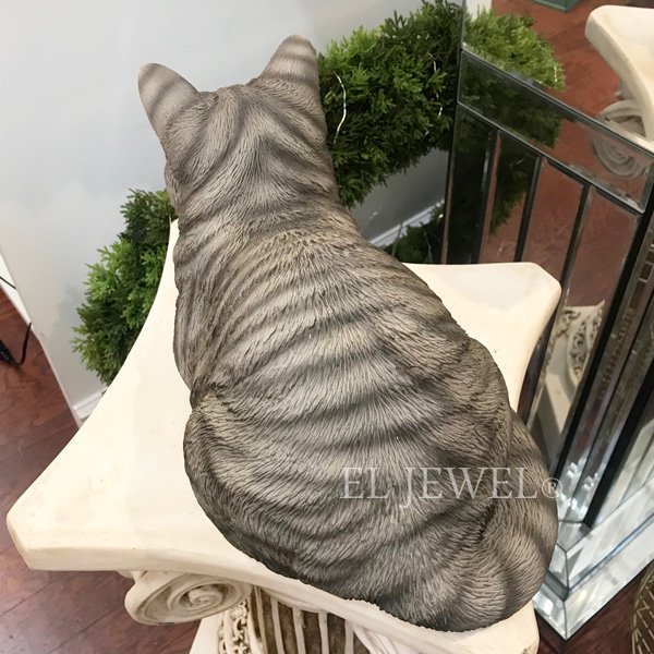 アニマルオブジェ・香箱ねこ・グレー（W34.5cm） - オシャレな輸入インテリア雑貨・輸入家具専門店EL JEWELインテリア