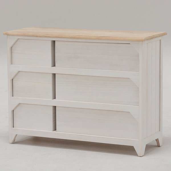 【セール！】【SHABBY WOOD FURNITURE】シャビースタイル♪チェスト・アンティークホワイト(W79×D31×H59cm) -  オシャレな輸入インテリア雑貨・輸入家具専門店EL JEWELインテリア