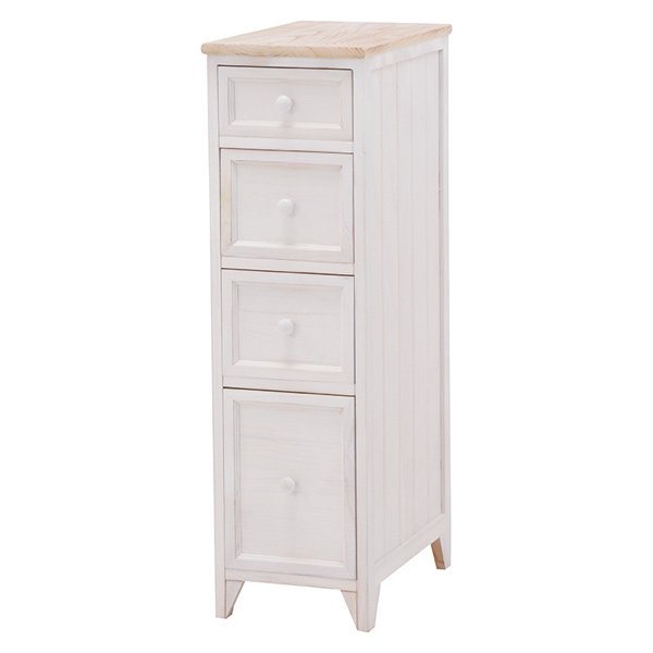 【セール！】【SHABBY WOOD FURNITURE】シャビースタイル♪スリムチェスト・アンティークホワイト(W25×D40×H85cm) -  オシャレな輸入インテリア雑貨・輸入家具専門店EL JEWELインテリア