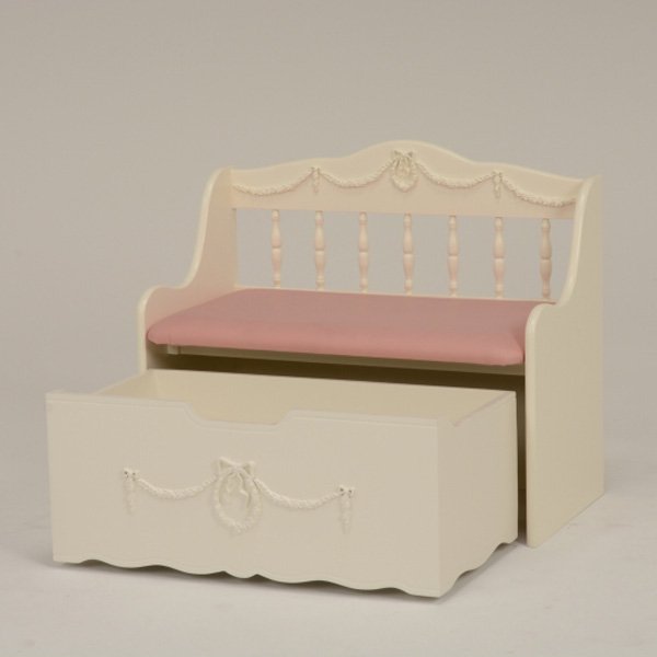 【セール！】【Kids furniture】キュートな姫家具♪ベンチチェスト・ホワイト（W75×D40×H65cm） -  オシャレな輸入インテリア雑貨・輸入家具専門店EL JEWELインテリア