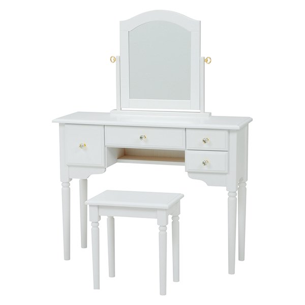 【セール！】【Feminine Wood Furniture】フェミニンな白家具♪ドレッサーセット・ホワイト(W90×D30×H120cm) 