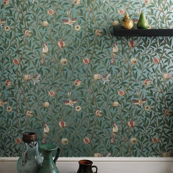 海外取寄品 輸入壁紙 Morris Archive Wallpapers Ii Morris Co イギリス Bird Pomegranate 52cm巾 10m巻 オシャレな輸入インテリア雑貨 輸入家具専門店el Jewelインテリア