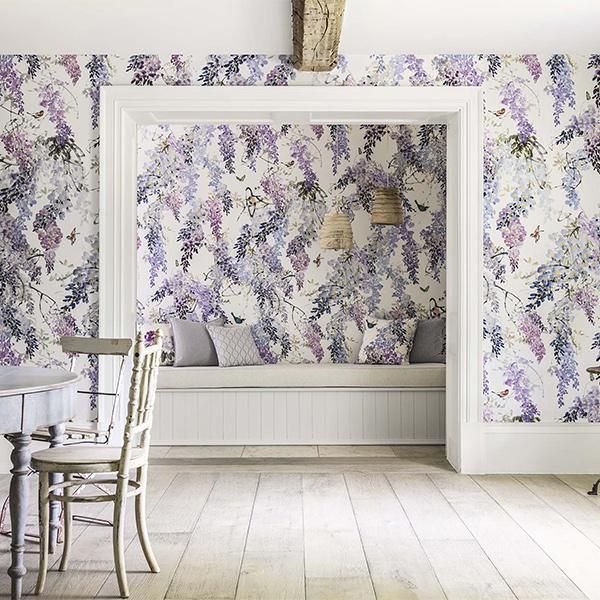 輸入壁紙 Waterperry Wallpapers Sanderson 英国 Wisteria Falls Panel B 137cm巾 3m パネル オシャレな輸入インテリア雑貨 輸入家具専門店el Jewelインテリア