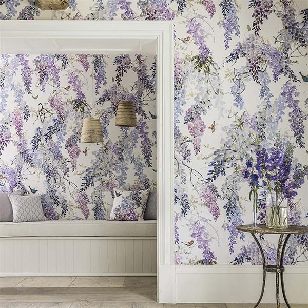 輸入壁紙 Waterperry Wallpapers Sanderson 英国 Wisteria Falls Panel B 137cm巾 3m パネル オシャレな輸入インテリア雑貨 輸入家具専門店el Jewelインテリア