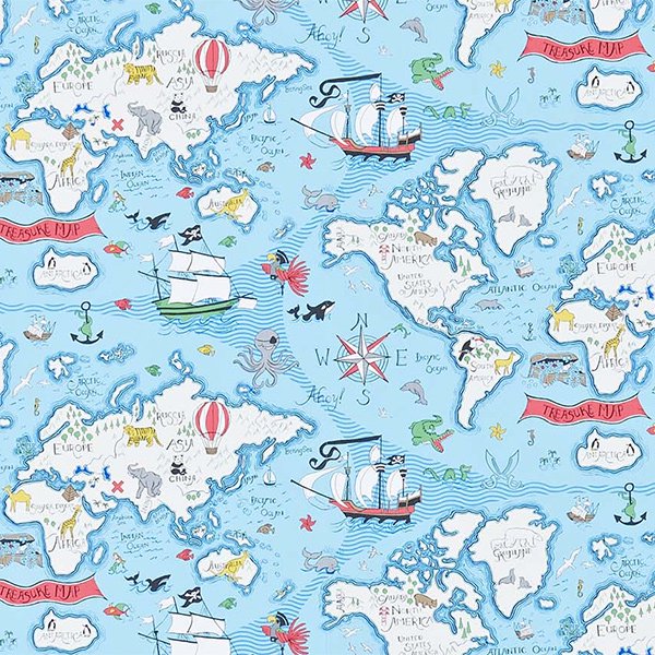 【海外取寄品】輸入壁紙【ABRACAZOO WALLPAPERS】Sanderson 英国「Treasure Map」（68.6cm巾×10m巻） -  オシャレな輸入インテリア雑貨・輸入家具専門店EL JEWELインテリア