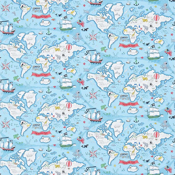 【海外取寄品】輸入壁紙【ABRACAZOO WALLPAPERS】Sanderson 英国「Treasure Map」（68.6cm巾×10m巻） -  オシャレな輸入インテリア雑貨・輸入家具専門店EL JEWELインテリア