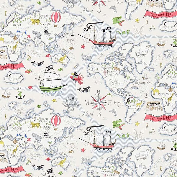 【海外取寄品】輸入壁紙【ABRACAZOO WALLPAPERS】Sanderson 英国「Treasure Map」（68.6cm巾×10m巻） -  オシャレな輸入インテリア雑貨・輸入家具専門店EL JEWELインテリア