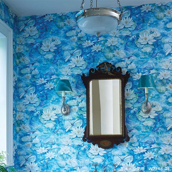 海外取寄品 輸入壁紙 Belvoir Wallpapers Matthew Williamson 英国 Water Lily 52cm巾 10m巻 オシャレな輸入インテリア雑貨 輸入家具専門店el Jewelインテリア