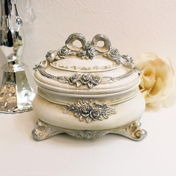 オーバル型小物入れ フレンチシルバー｜インテリア専門店エル