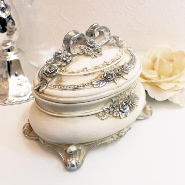 オーバル型小物入れ フレンチシルバー｜インテリア専門店エルジュエル