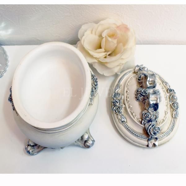 オーバル型小物入れ フレンチシルバー｜インテリア専門店エルジュエル