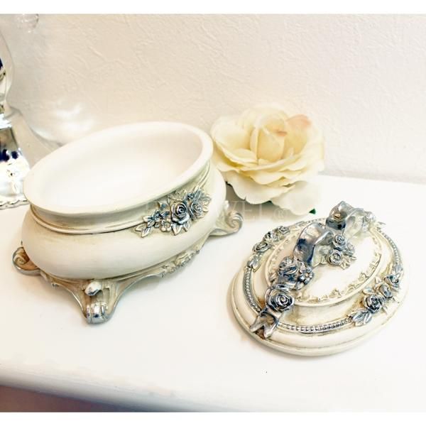 シルバー装飾小物入れ　アンティーク風フレンチBOX シルバー装飾小物入れ アンティーク風フレンチBOX