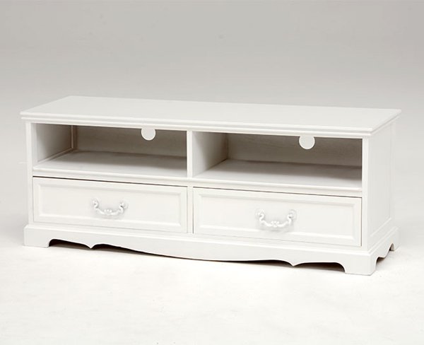 【セール！】フェミニンな白家具♪テレビ台・ホワイト(W110×D33.5×H42cm)