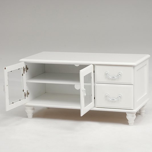 【セール！】フェミニンな白家具♪テレビ台・ホワイト(W88×D40×H45cm)