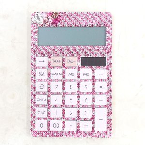 【即納可！】キラキラスワロフスキーデコレーション♪ビジュー電卓 ピンク系
