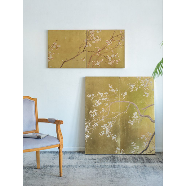 【A&B Home】和モダンインテリア・ウォールクアート・梅の木・2set（60×60cm） 