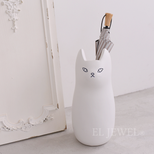 【即納可！】白猫の傘立て♪「Ceramics」アンブレラスタンド（H45.5cm）