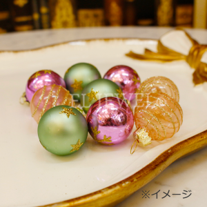 【即納可！】クリスマス♪カラフルオーナメント♪ミニデコガラスボール・ピンクグリーンMIX（9個入り）