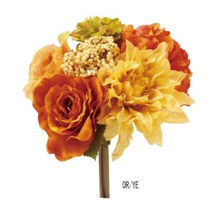 【即納可！】ダリアミックスバンドル・6束「オレンジ・イエロー」（24cm）