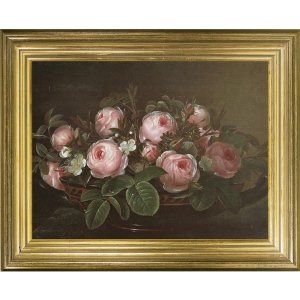 【即納可！】イギリス製 額絵−花−「Pink Flowers Bouquet」