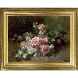 【即納可！】イギリス製 額絵−花−「Pink Roses ＆ Daisies」