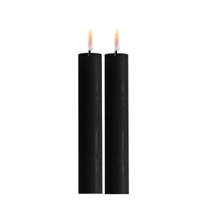 【即納可！】【Deluxe Homeart】本物みたいな炎のゆらぎ LED短めディナーキャンドル「ブラック」2pcs（φ2.2×H15cm）
