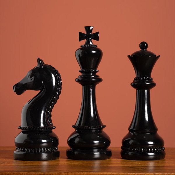 3個セット チェス駒 ナイト クイーン キング ブラック オブジェ ...