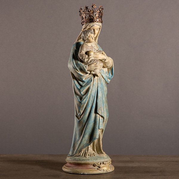 【即納可！】【Ateliers C&S DAvoy】戴冠した聖母子のオブジェ  (W18×D18×H59cm)