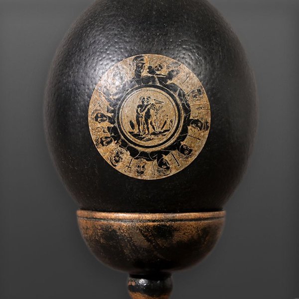 【即納可！】【Ateliers C&S DAvoy】イースターエッグ「Black Ostrich Egg」 (W31.8×D12.4×H42cm)