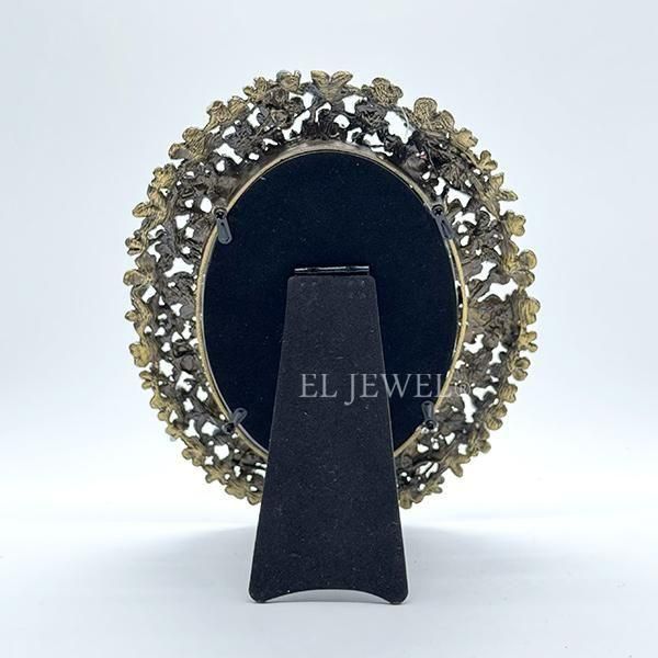 オランダ雑貨 ヴィンテージフラワーオーバルフォトフレーム (W17×H21cm) オランダ】ヴィンテージフラワーオーバルフォトフレーム