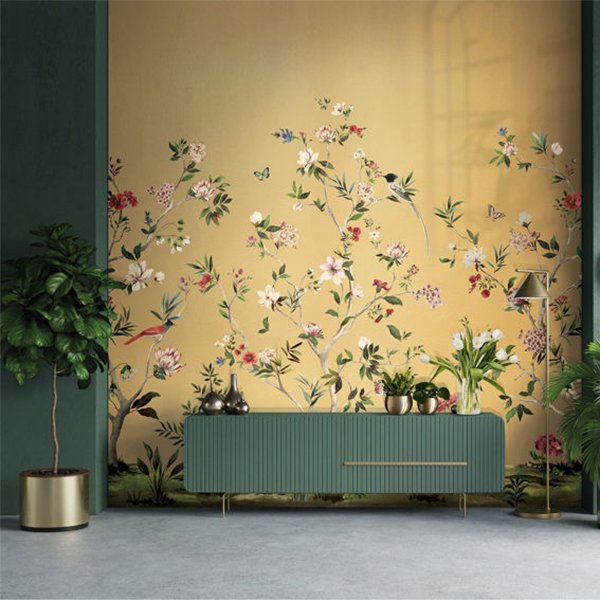 㳤ʢDaisy Bennett Mural CollectionChinoiserie Magnolia Mural - Gold Metallic (254cm274cm) 