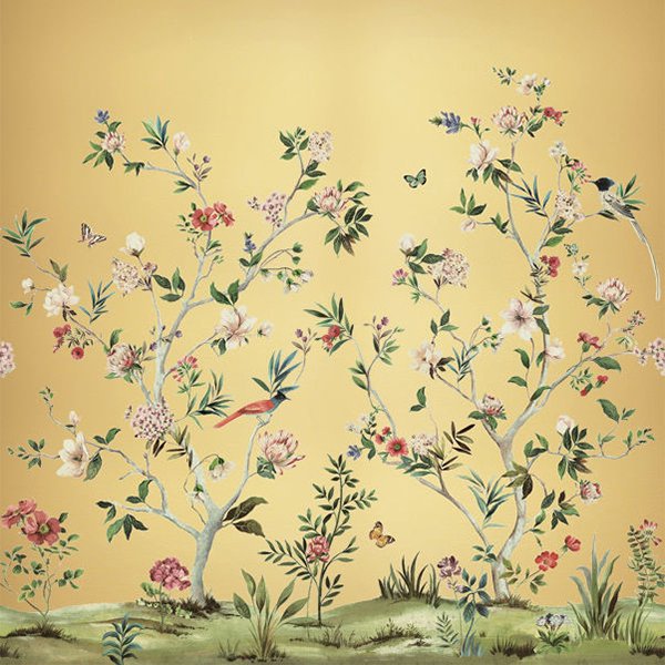 㳤ʢDaisy Bennett Mural CollectionChinoiserie Magnolia Mural - Gold Metallic (254cm274cm) 