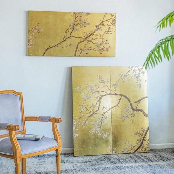 桜の木の絵画 シルバーフレーム 桜の木の絵画 シルバーフレーム