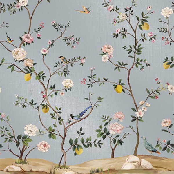 㳤ʢDaisy Bennett Mural CollectionBlossom Mural - Blue Metallic Linen (189cm274cm) 